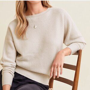 GARNET HILL SIZE MEDIUM ANGLED-RIB CASHMERE SWEATER